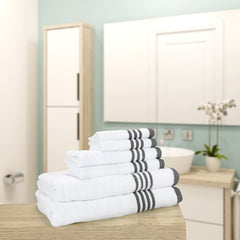 Metro 6-Piece Bath Towel Set, Two Each - Washcloths, Hand Towels & Bath Towels, Cotton, 6 Color Choices, Buy a Set or a Case of 12 Sets