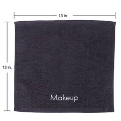 Case of 144 Embroidered Makeup Remover Towels - 13 x 13 - Black - Cotton