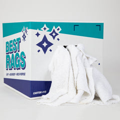 Large White Terry Cloth Rags, 20x20 to 24x24, Size Options