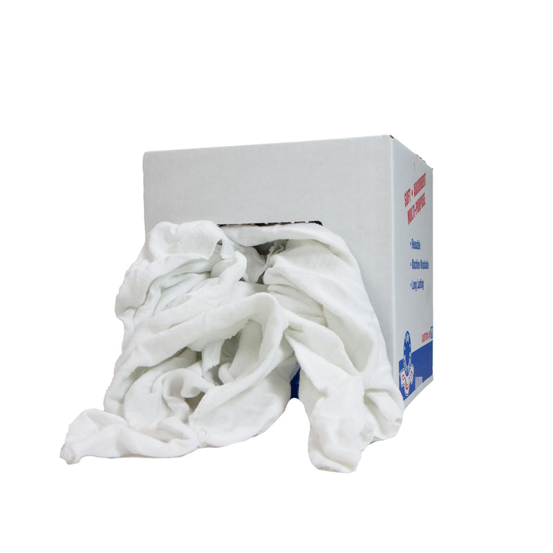 French Terry Wipers, White One Side Terry and One Side Smooth Cleaning Rags - Packaging & Size Options