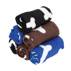 Pet Blankets, Size Options, Soft Polar Fleece, Bones Design, Pack of 6