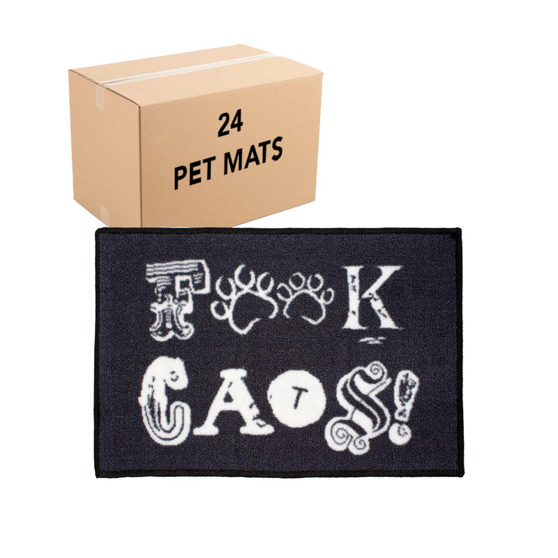 Case of 24 Pet Bowl Mats for Dog Owners, Funny Decorative Design "Fu@k Cats", 16x24