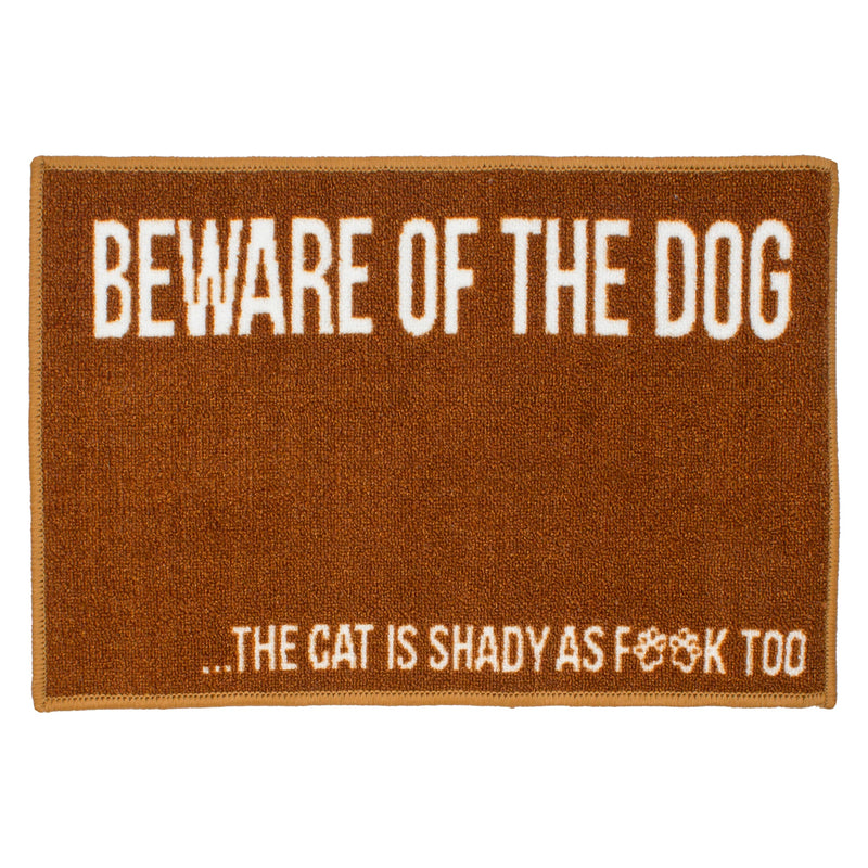 Case of 24 Pet Bowl Mat for Dog Owners, Funny Decorative Design "Beware", 16x24
