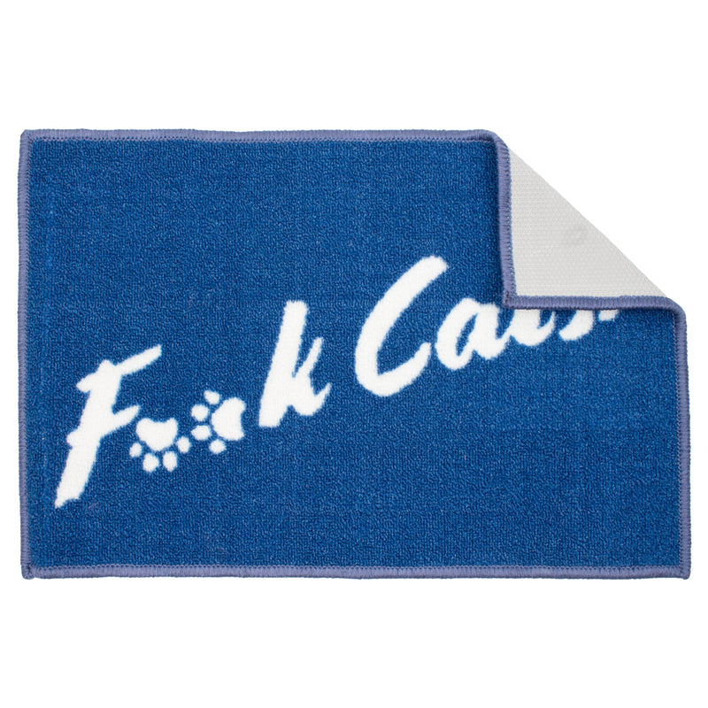 Case of 24 Pet Bowl Mat for Dog Owners, Funny Decorative Design "Fu@k Cats", Blue, 16x24
