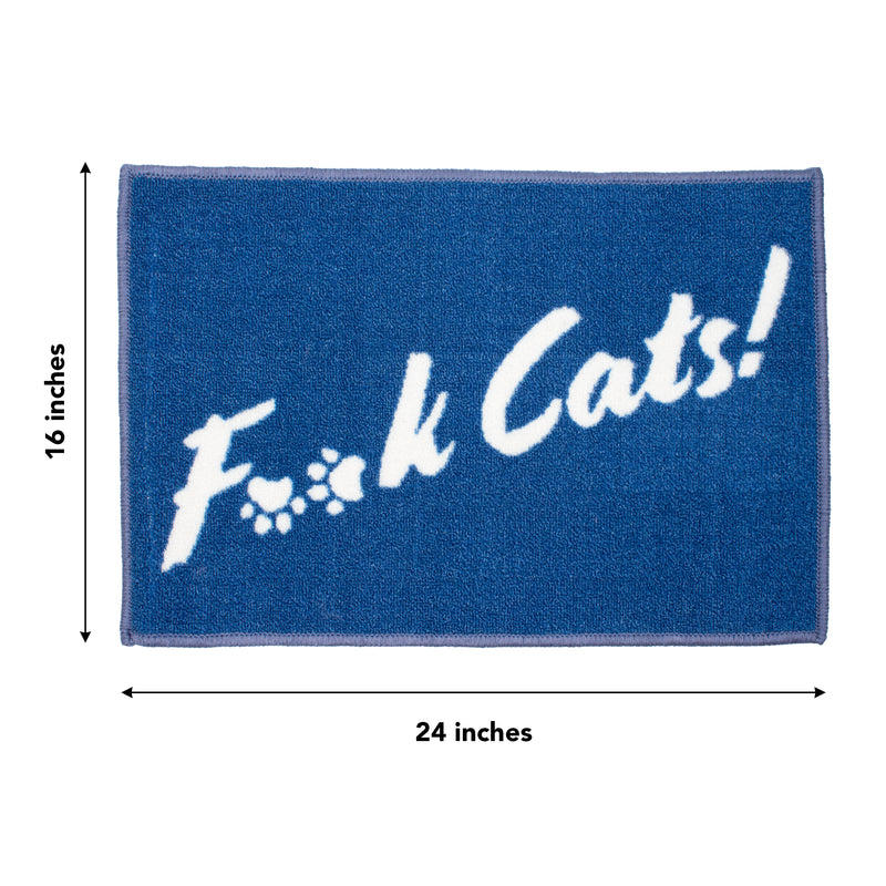 Pet Bowl Mat for Dog Owners, Funny Decorative Design F-Cats, Blue, 16x24