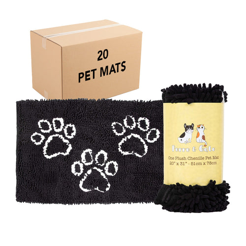 Perro & Gato Chenille Pet Mat with Paw Print Designs, Soft Microfiber Chenille, 3 Colors, 20x31 in. & 26x35 in., Size: 20 x 31, Gray