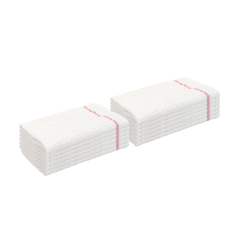 Ribbed Cotton Bar Mop Kitchen Towels, 16x19 in., White with Choice of Six Stripe Colors, Bulk Case of 216