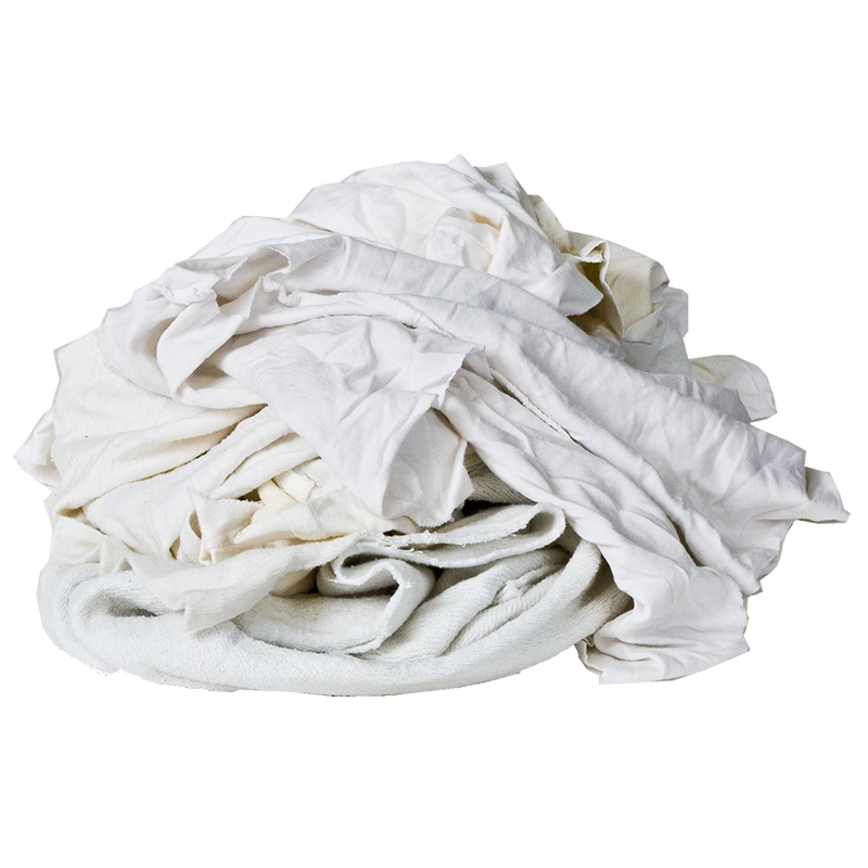 Nabob Wipers New Premium White T-Shirt Knit Rags Exact Cut Pieces - 100% Cotton Cloth Rags Excellent for General Cleaning Spills Home Staining Polishing