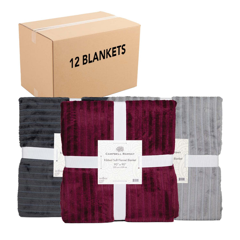 Cotton-Rich Blankets (Case of 6 Assorted Styles), Cotton-Poly Blend  Blankets, Size Options, Assorted Trending Colors & Patterns