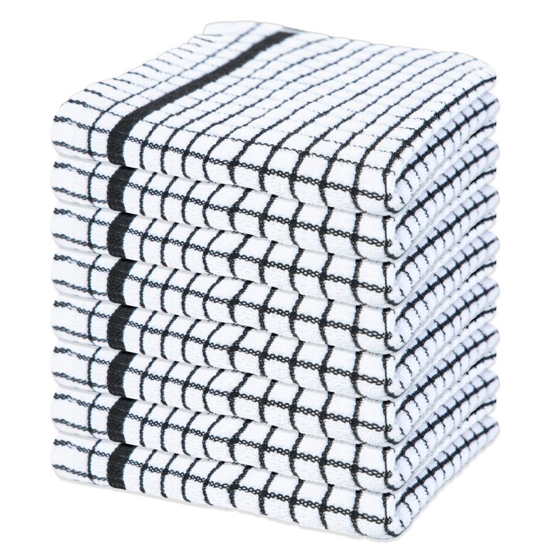 Bulk Case of 384 Classic Checkered Dishcloths (48 Packs of 8), 100% Cotton, Five Color Options, Size 13x13 in.,