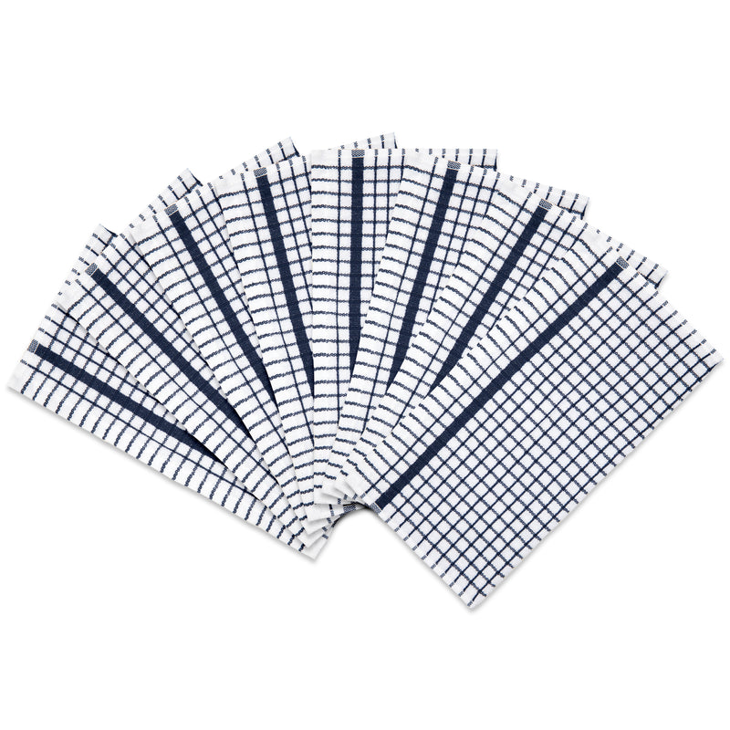 Bulk Case of 384 Classic Checkered Dishcloths (48 Packs of 8), 100% Cotton, Five Color Options, Size 13x13 in.,