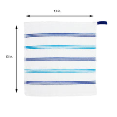Bulk Case of 144 Premier Cotton Striped Dishcloth with Hanging Loop, 13x13 in., Cotton, 4 Stripe Colors