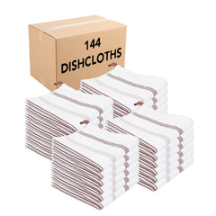 Premier Cotton Striped Dishcloth with Hanging Loop 12-Pack, 13x13 in., Cotton, 4 Two-Tone Stripe Colors, Buy a 12-Pack or a Bulk Case of 144
