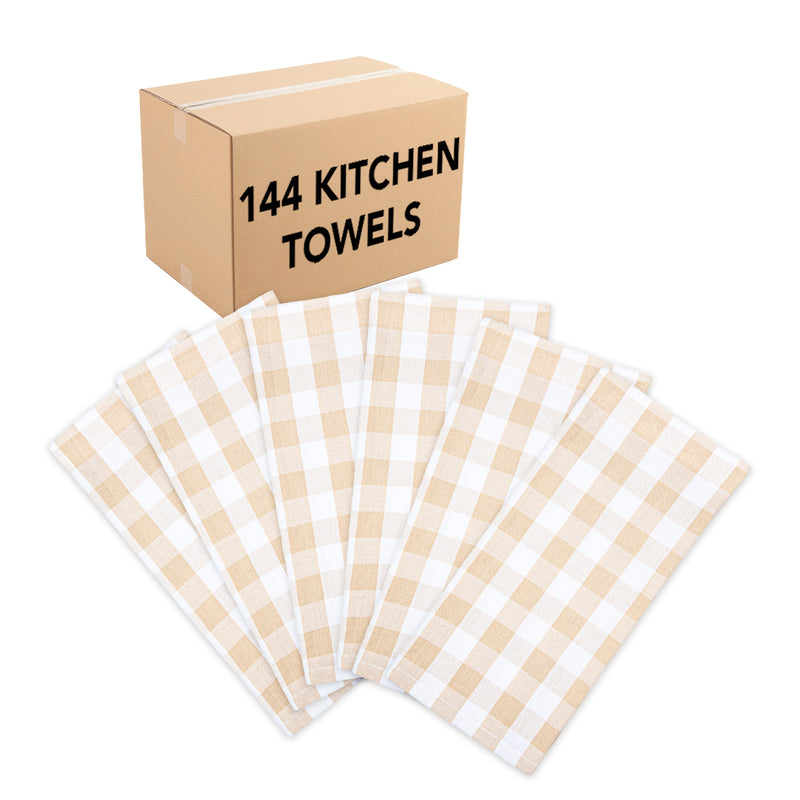 Bulk Case of 144 Buffalo Plaid Kitchen Towels, Oversized 20x30 in., Six Colors
