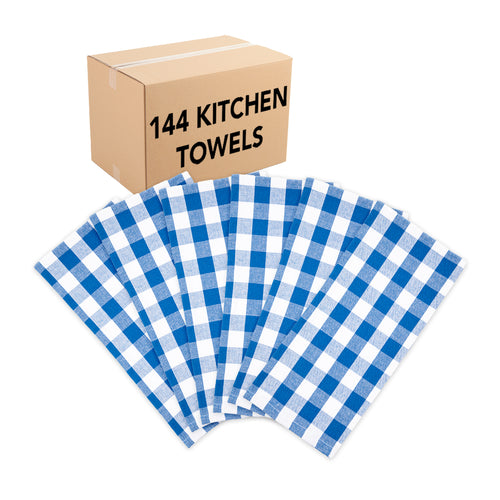 Sloppy Chef Buffalo Plaid Kitchen Towel 6-Pack, 20x30 in., Six Colors, Buy A 6-Pack or Buy A Bulk Case of 144, Blue