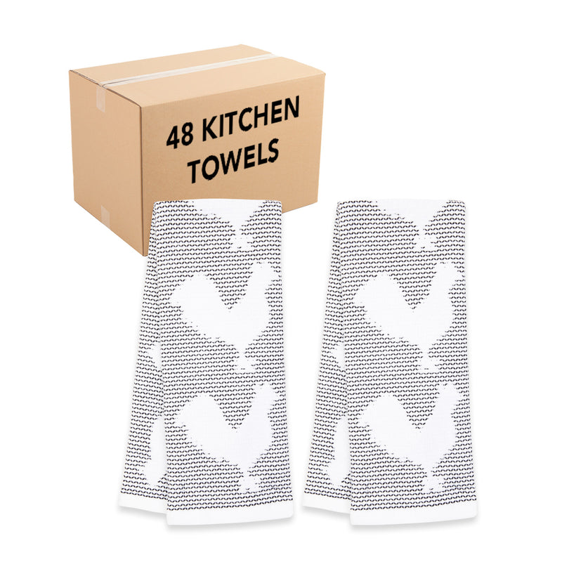 Case of 144 Sloppy Chef Microfiber Printed Kitchen Towels 48 Packs of 3  16x26, Assorted Colors and Patterns 