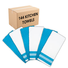 Premier Cotton Kitchen Towel 6-Pack, 15x25 in., Diamond Weave, White and Color Towels, 4 Color Options, Buy a 6-Pack or a Bulk Case of 144