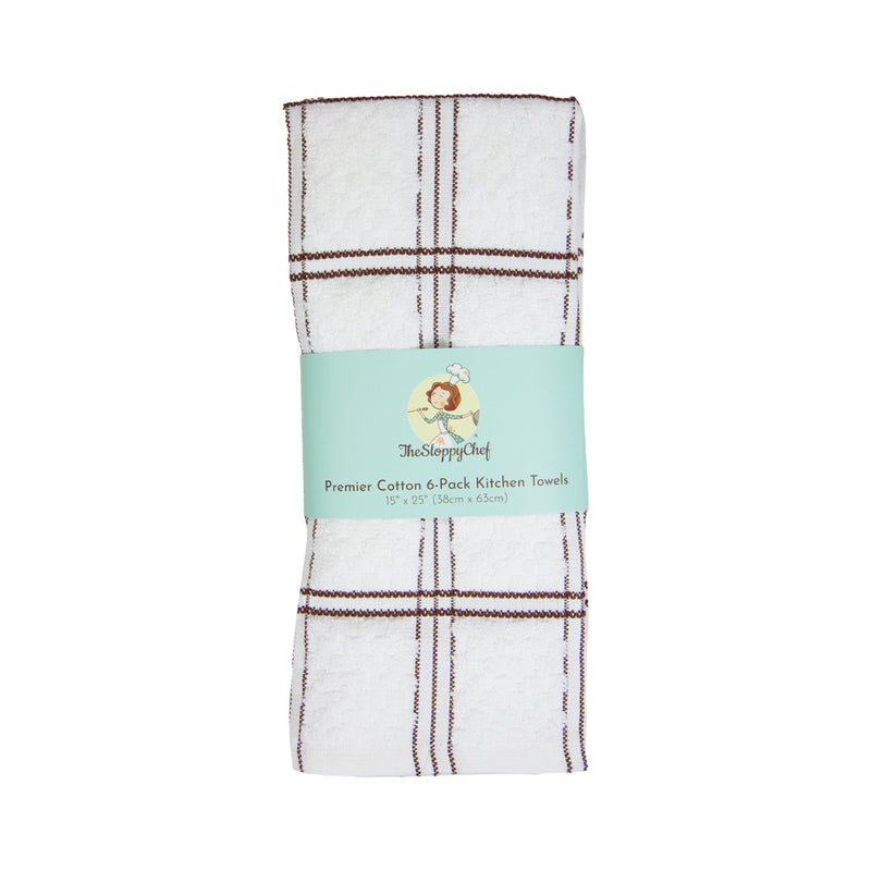6 Pack of Premier Kitchen Towels: 15 x 25, Cotton, Popcorn Pattern, Color Options