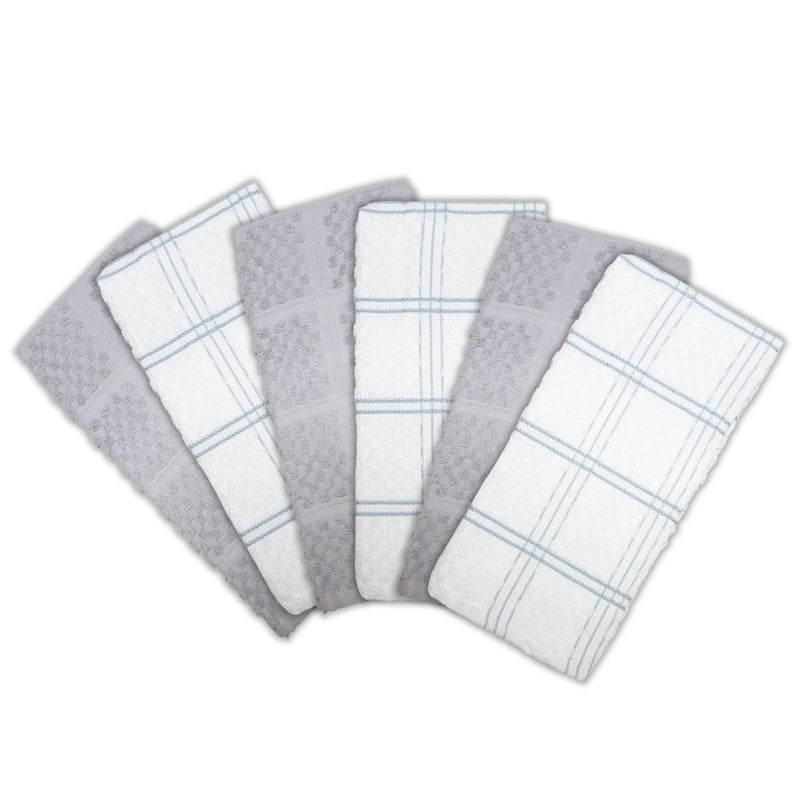 6 Pack of Premier Kitchen Towels: 15 x 25, Cotton, Popcorn Pattern, Color Options