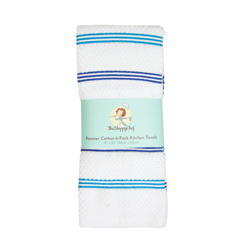 6 Pack of Premier Kitchen Towels: 15 x 25, Cotton, Striped Pattern, Color Options