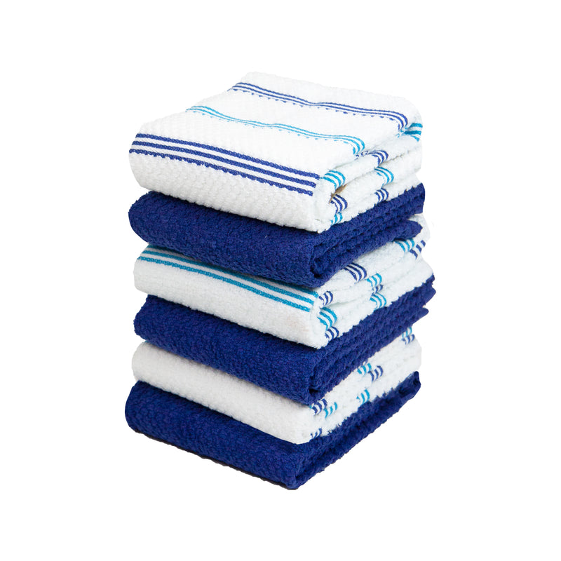 Wholesale Blue Stripe Herringbone Kitchen Towels - 15 X 26