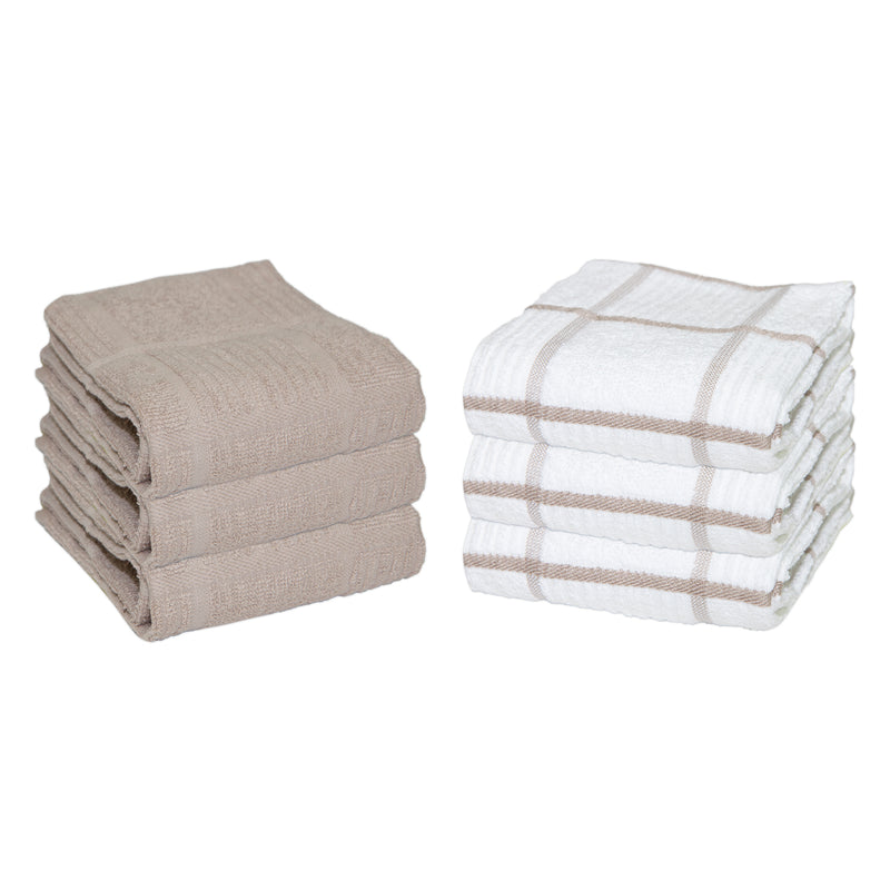6 Pack of Premier Kitchen Towels: 15 x 25, Cotton, Windowpane Pattern, Color Options