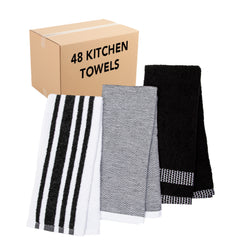 Premium Weave Yarn Dyed Kitchen Towels, Cotton, 16 x 26 in, Five Color Combinations, Buy in Packs of 3 or Buy Bulk Cases of 72