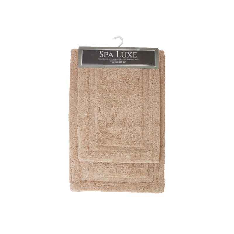 Spa Luxe 2-Piece Bath Rug Set, 17x23 & 20x30, Solid Colors, Cotton with Latex Backing