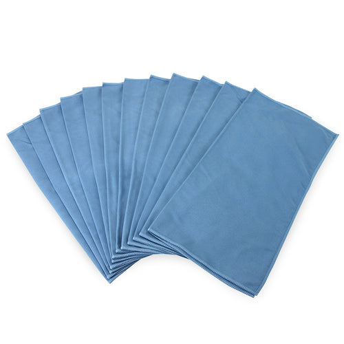 DOZEN 16x16 SMOOTH BLUE GLASS CLEANING Microfiber Cloths