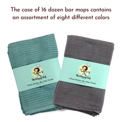 Bar Mop Kitchen Towels, 16x19 in., Assorted Colors & Patterns, One Style per 4-Pack, 48 Packs per Case, Bulk Case of 192