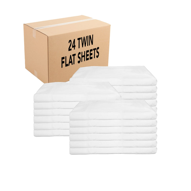 Lulworth Flat Bed Sheets (Bulk Case of 24), 180 Thread Ct., Cotton Poly Blend, Size Options