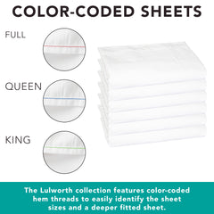 Lulworth Flat Bed Sheets (Pack of 6), 200 Thread Ct., Cotton Poly Blend, Color Coded, Size Options
