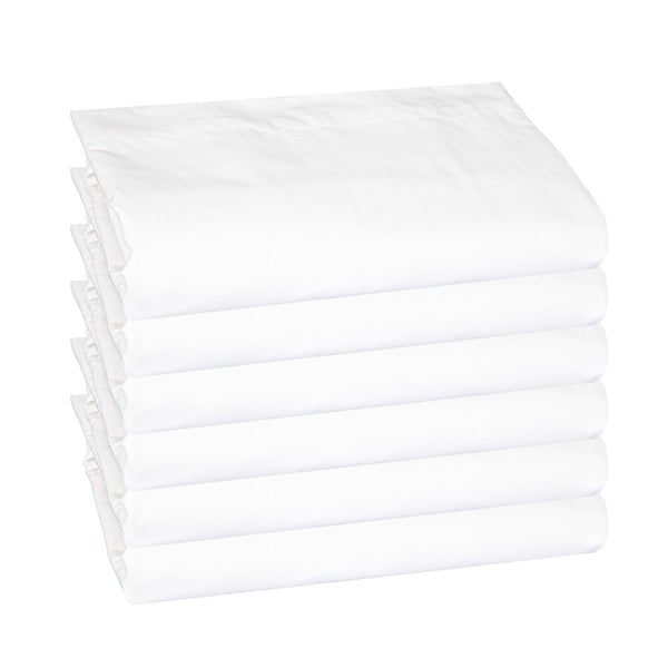 Arkwright Bulk Flat Bed Sheets - Soft Poly Cotton Sheet for Home - Full  Size - (6 Pack) White