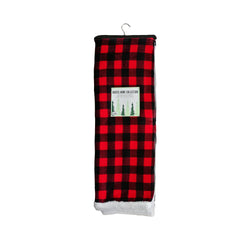 Buffalo Plaid Flannel Sherpa Throw Blanket (Bulk Case of 12), Oversized, Red Black or White Black, Soft Polyester, 50x70 in. or 60x80 in