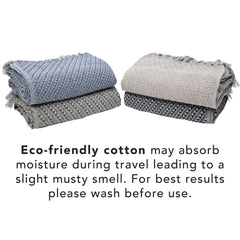 Common Ground Cotton Blankets (Pack of 12), Eco-Green Cotton Throws, Cotton, Pattern Options, Assorted Colors, 50x70 in.