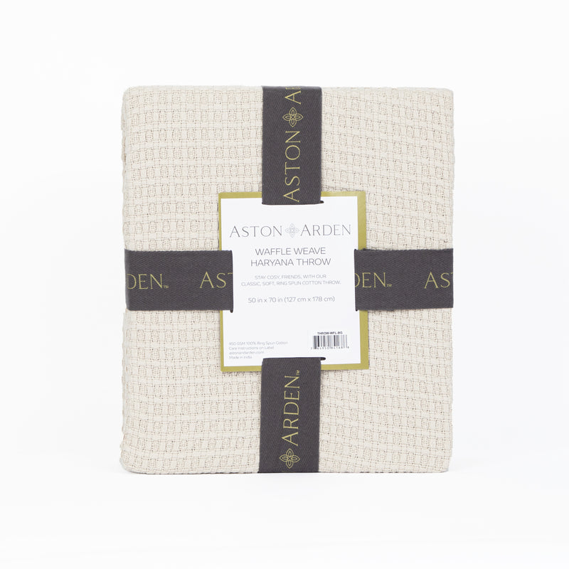 Aston and Arden Luxury Waffle Weave Cotton Throw Blanket (50x70), Warm Blanket for Bedrooms, Livingrooms, and Travel