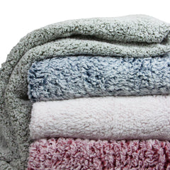 Wooly Throw Blanket, Plush Textured Polyester Blanket, 50x60 in., Assorted Solid Colors with Frosted Wooly Tips, Buy a Bulk Case of 12