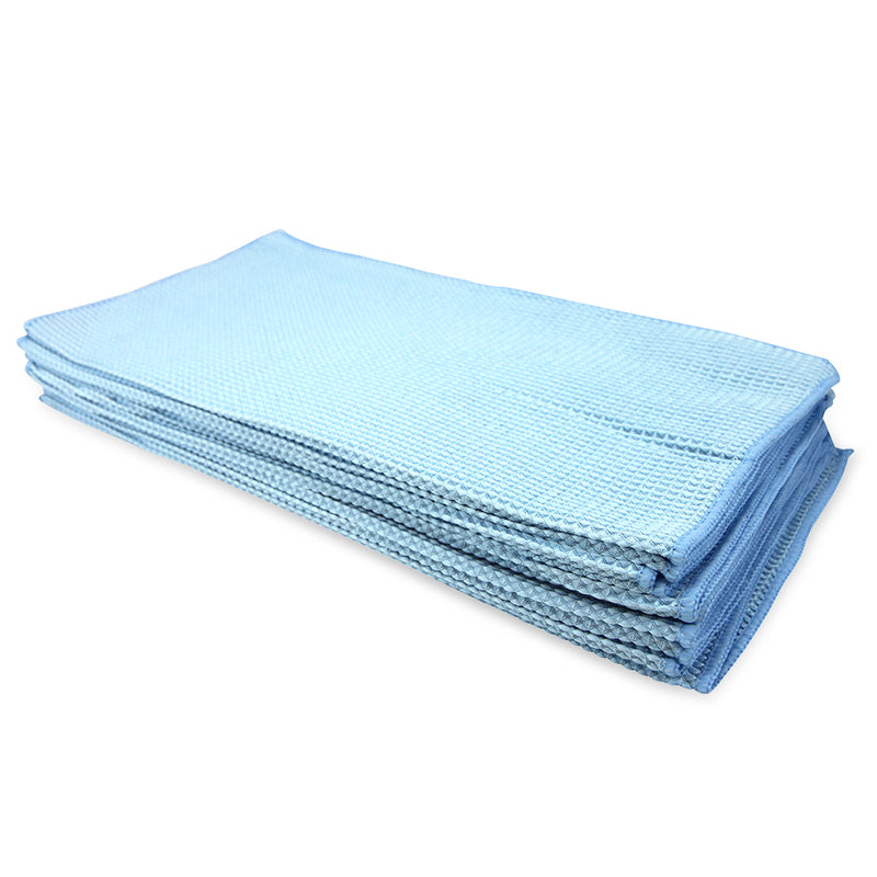 Real Clean 12pk 16x16 Microfiber Blue Window Glass Towels – No Lint For Home/Auto