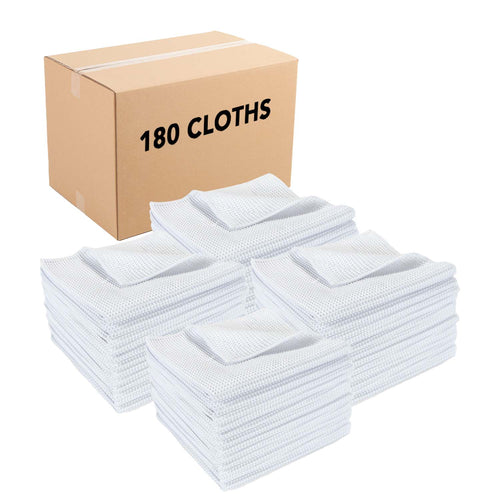 Bulk Case of 180 Microfiber Waffle Textured Cleaning Cloths,16x16, Lint  Free