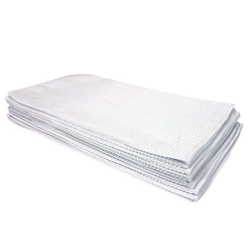 12 Pack of Waffle Microfiber Cleaning Cloths: 16 x 16, Color Options