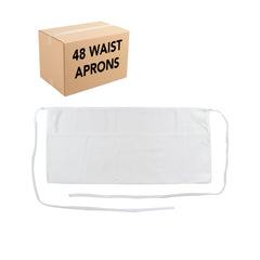 Waist Aprons for Servers with Three Patch Pockets and Adjustable Ties, Spun Polyester,  Buy a Bulk Case of 48