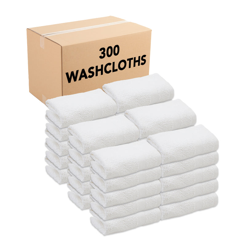 Elite Pearl Hospitality Washcloths, (Bulk Case of 300), 12x12 in., White Blended Cotton