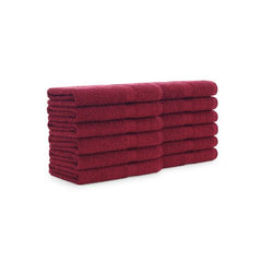 Monarch Linen True Color Ring-Spun Cotton Hand Towels, Ring Spun Cotton, 16x27 in., Six Colors, Buy A 12-Pack or A Case of 120, Burgundy