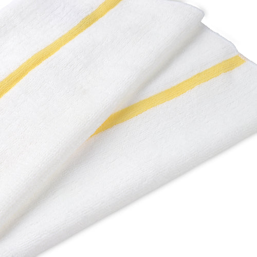 Bar Mop Towels 16 x 19 100% Cotton Terry, White w/Gold Stripe - 12/Case