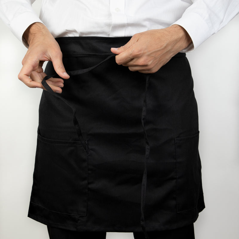 Half Bistro Aprons, 18x30 in., Two Patch Pockets, Adjustable Ties, 65/35 Poly/Cotton, Buy a 12-Pack or a Bulk Case of 48