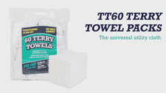 60 Pack of White 14 x 17 Cotton Multi-Purpose Terry Towels or Bulk Case of Five 60-Count Bags