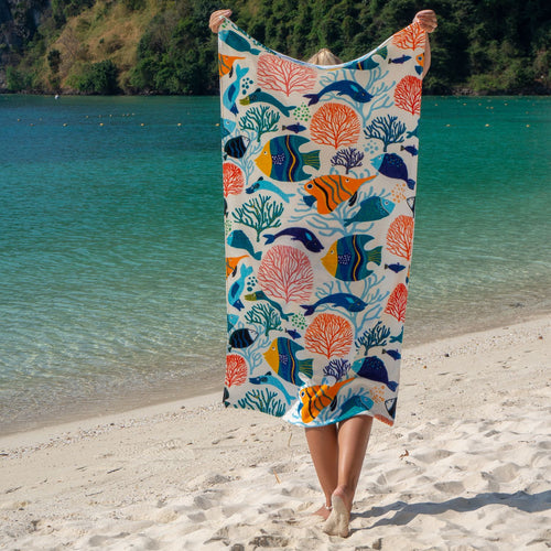 Large Beach Towel, 30 X 60 Inch Towel, Bath Towel, Octopus Fish Towel,  Custom Bath Towel, Oversized Beach Towel, Fish Ocean Print Towel 